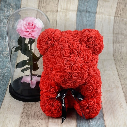 Load image into Gallery viewer, Rose Bear Foam Teddy Bear
