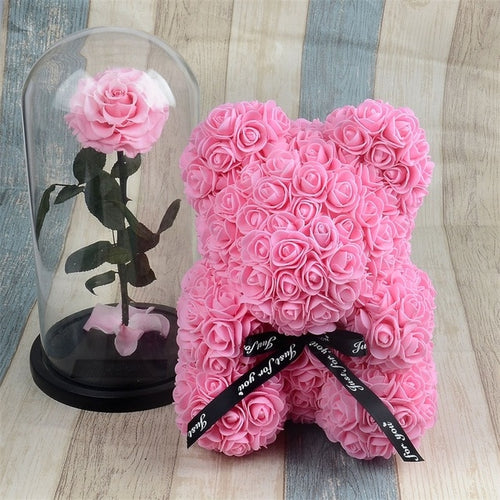 Load image into Gallery viewer, Rose Bear Foam Teddy Bear
