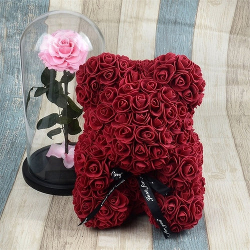 Load image into Gallery viewer, Rose Bear Foam Teddy Bear
